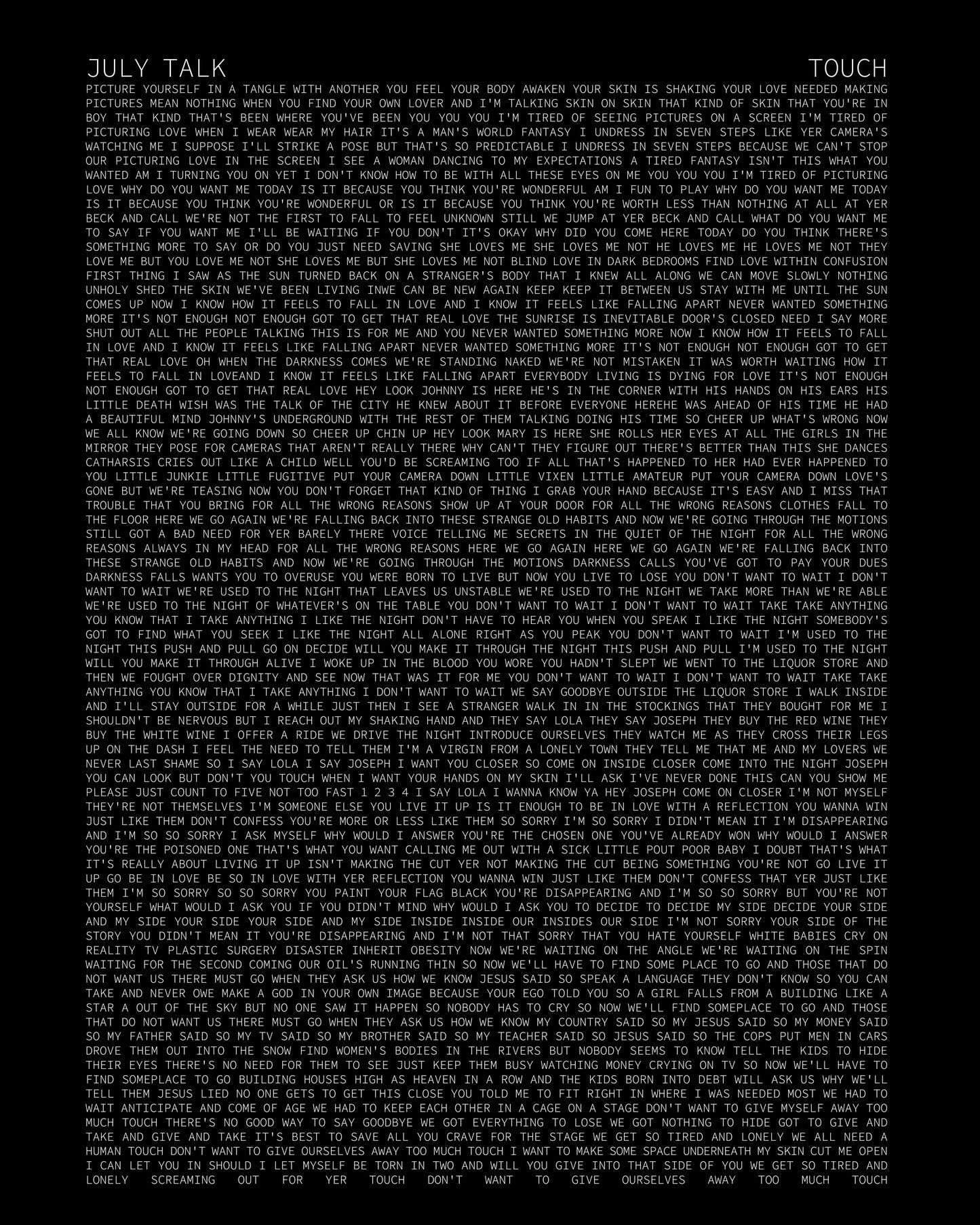 Touch X Lyric T-Shirt