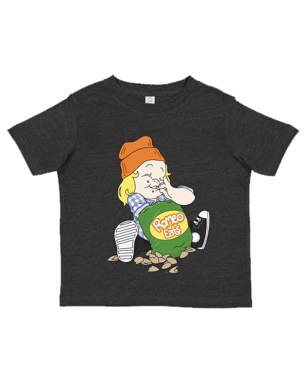 Romeo Eats Almonds Youth Tee (Dark Heather)