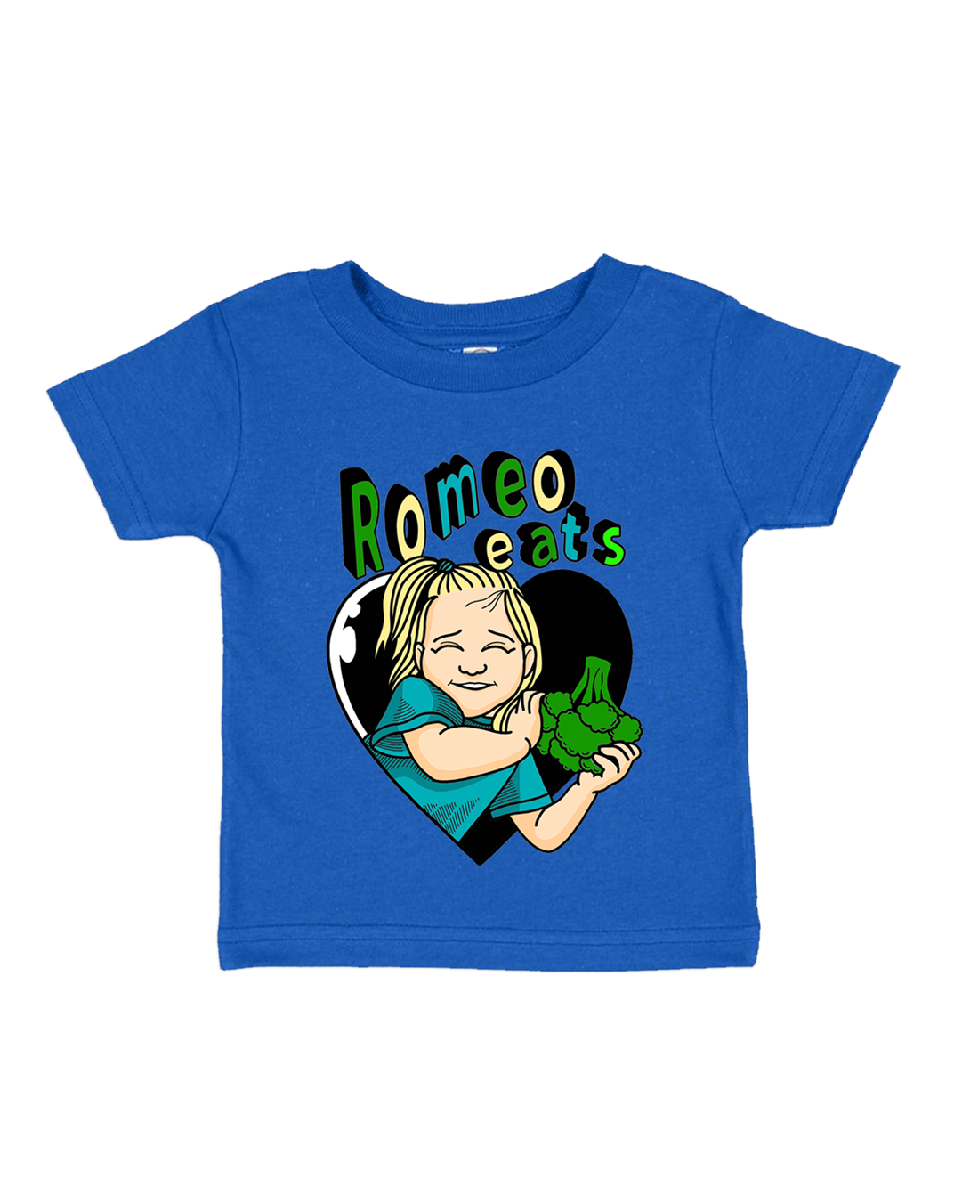 Romeo Eats Broccoli Toddler Tee (Blue)